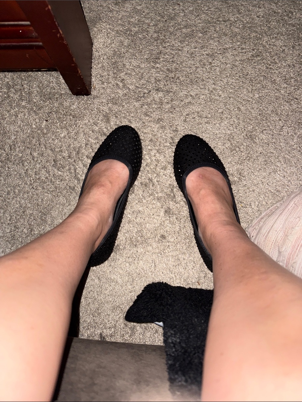Vera Wang Black Rhinestone Ballet Flats